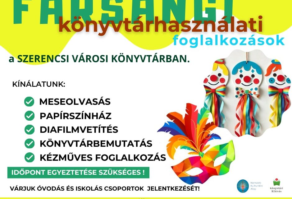Farsangi könyvtárhasználati foglalkozások