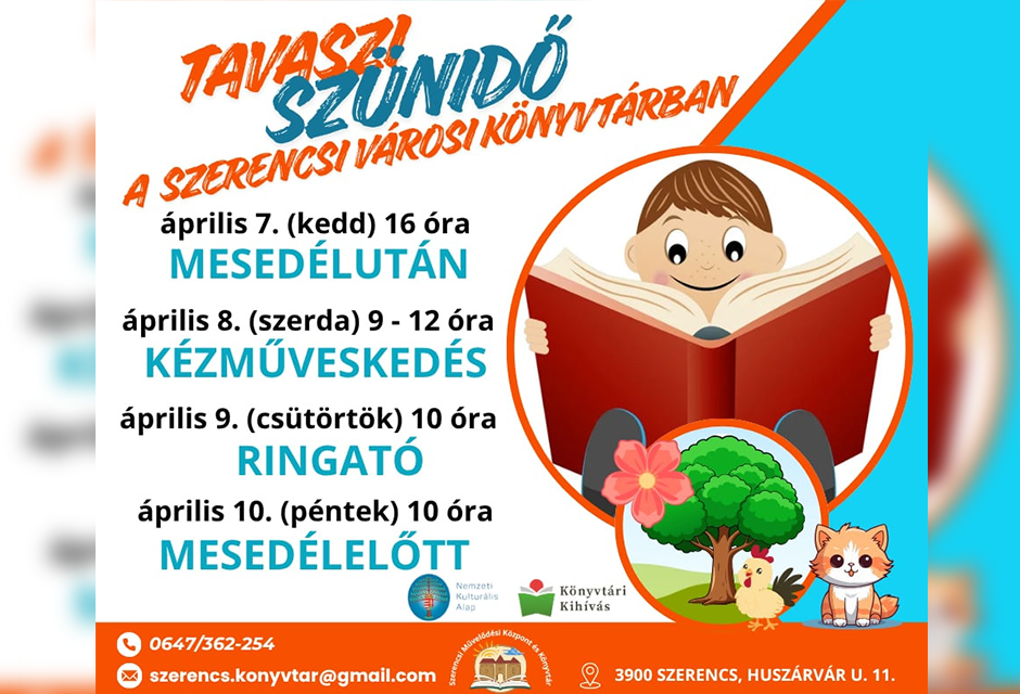 Tavaszi szünet a Szerencsi Városi Könyvtárban